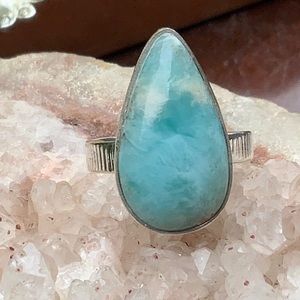 LARIMAR 925 STERLING SILVER RING, SIZE 7.5